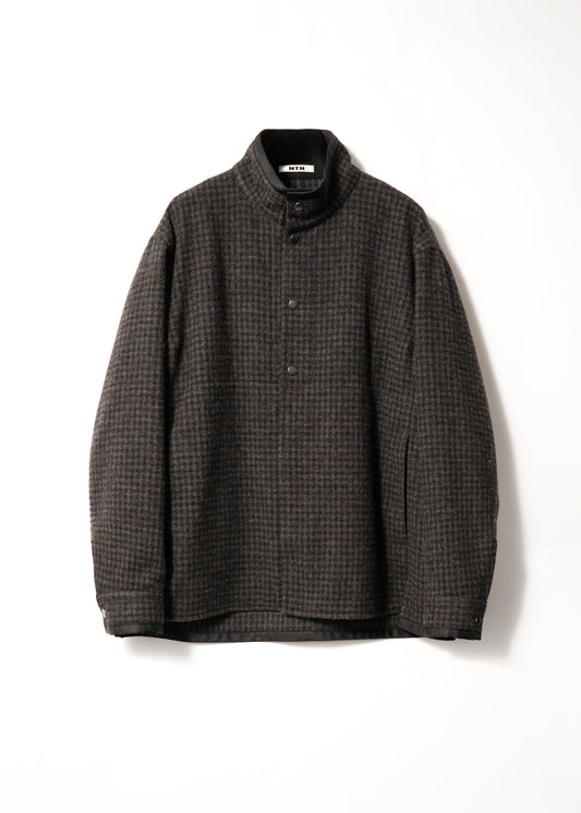 CHECK WOOL SNAP OPEN SHIRT
