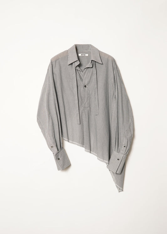 COTTON SILK GINGHAM CHECK SPIRAL SHIRT