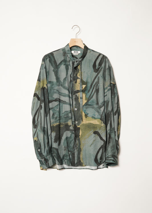 MARIJN VAN KREIJ DRAWSTRING STAND COLLAR SHIRT