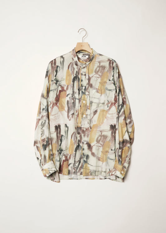 MARIJN VAN KREIJ DRAWSTRING STAND COLLAR SHIRT
